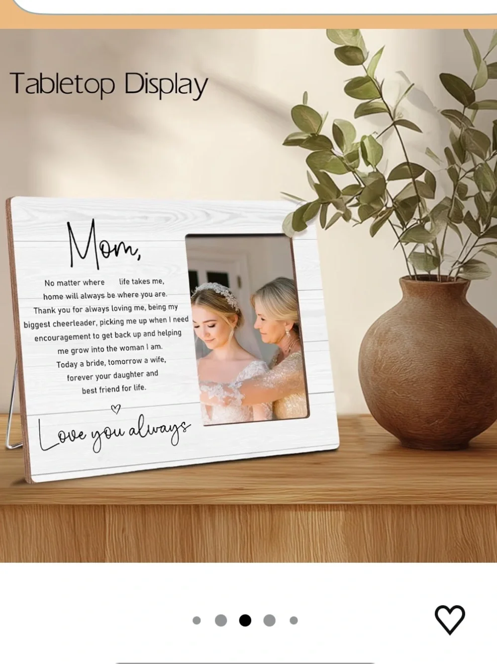 Mom Photo Frame Tabletop Display – White Wood Grain 4x6